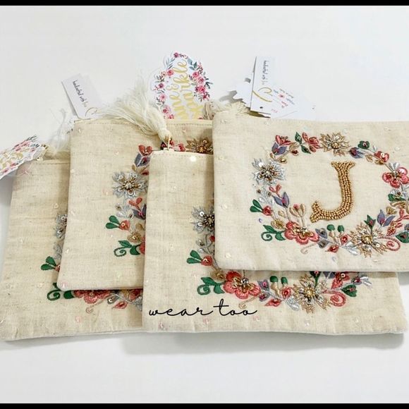 Boutique Vintage Boho Glamour Sequin Embroidered Monogrammed Bag with J,… - Picture 2 of 9